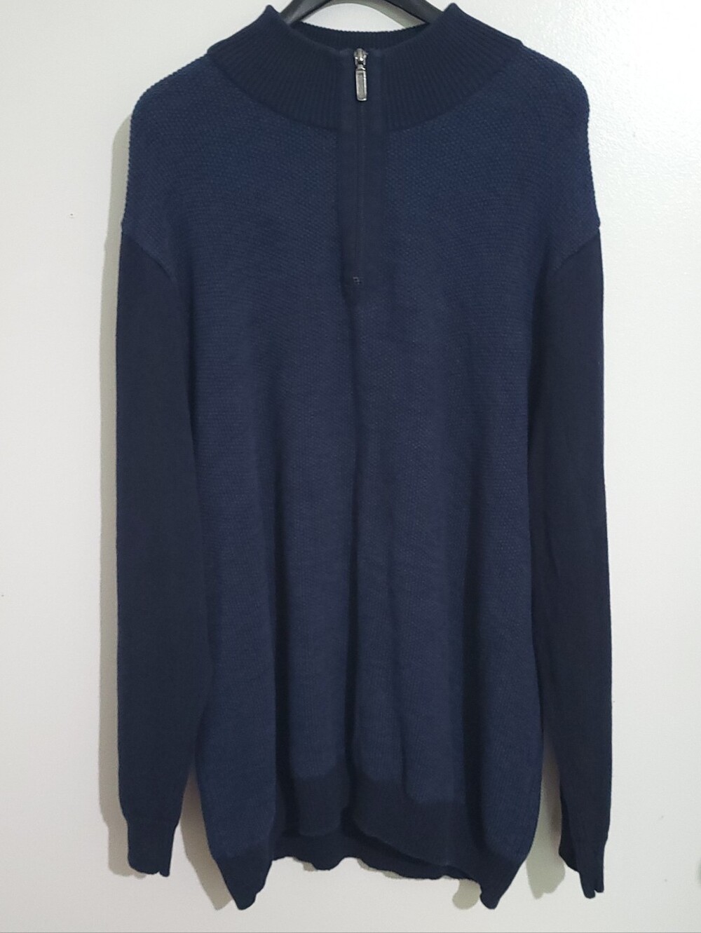 Denver Hayes Men’s Shaker Quarter-Zip Mockneck Sweater Navy Blue Size 2XL